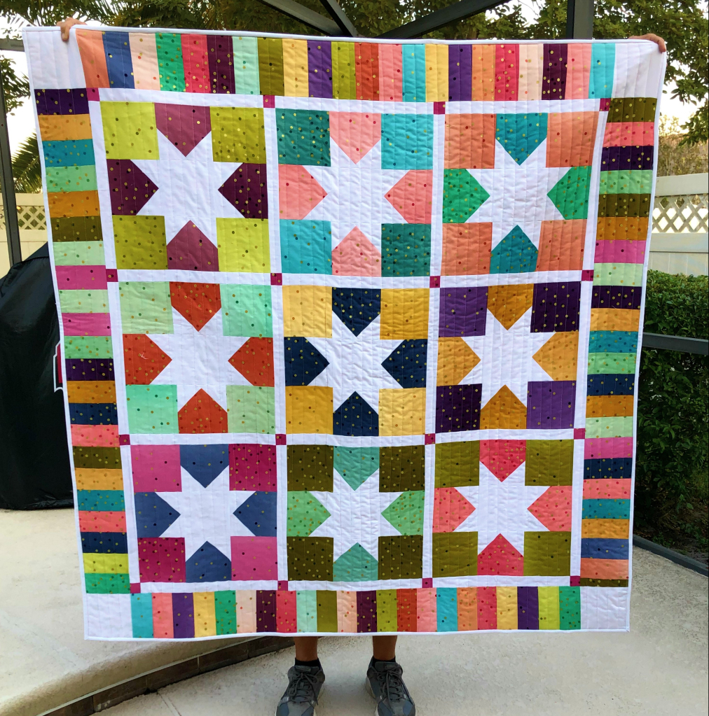 Ombre Mettalic Baby Quilt, Charming Stars