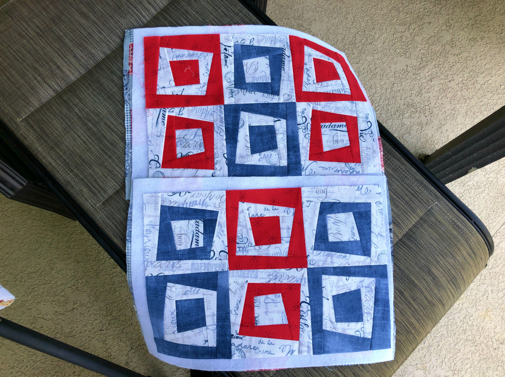 wonky log cabin patriotic quilted placemats
