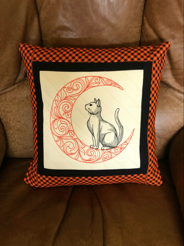 quilted embroidered Halloween pillow
