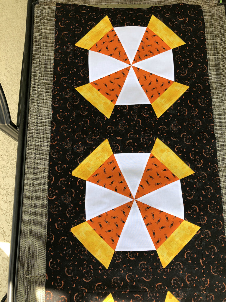 candy corn kaleidoscope quilted table runner