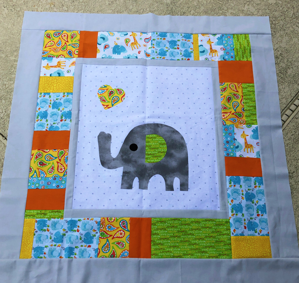 elephant baby quilt wip