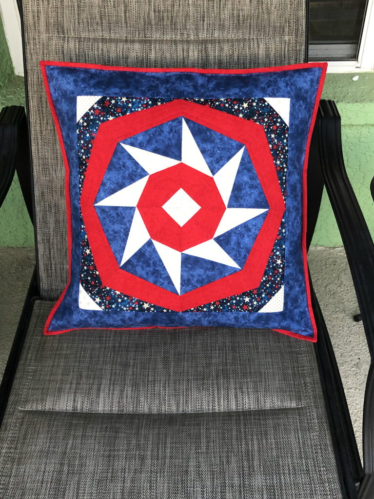 patriotic spinning star paper pieced pillow